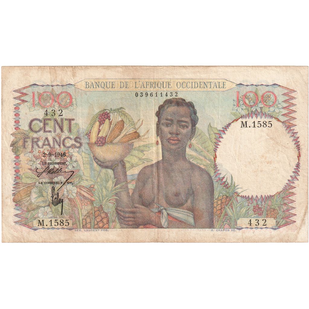 francúzska západná Afrika, 
  
  100 frankov, 
  
  1946