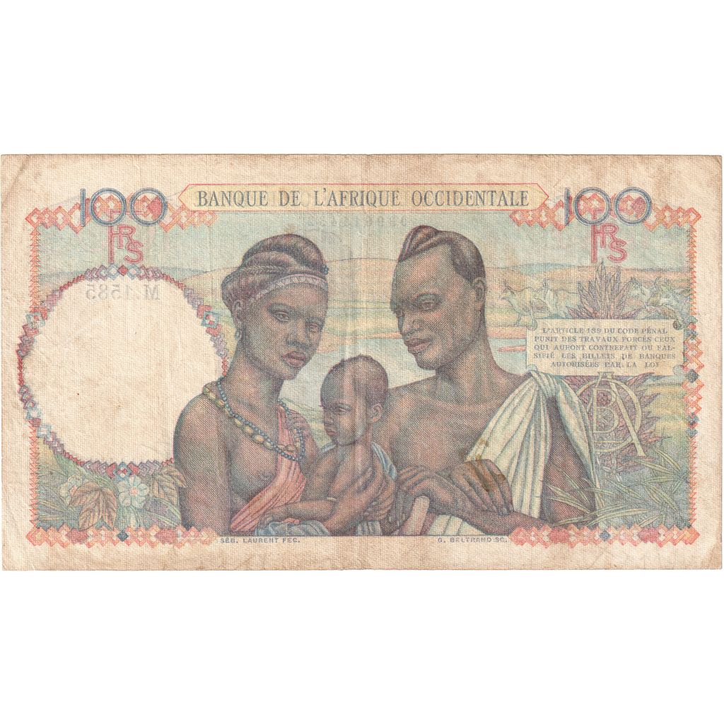 francúzska západná Afrika, 
  
  100 frankov, 
  
  1946