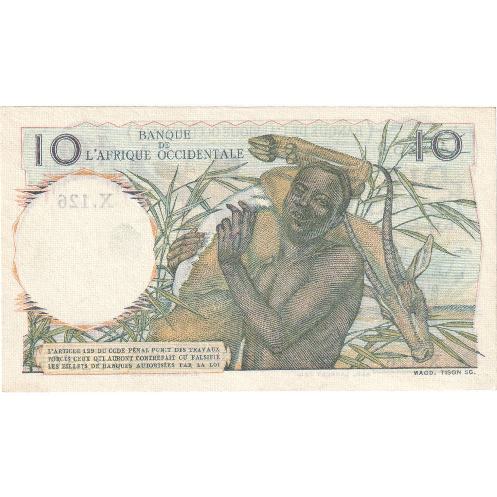 francúzska západná Afrika, 
  
  10 frankov, 
  
  1953