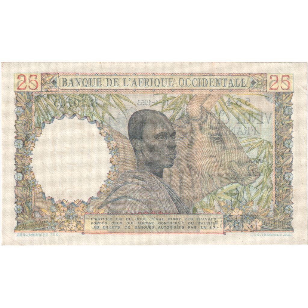 francúzska západná Afrika, 
  
  25 frankov, 
  
  1953