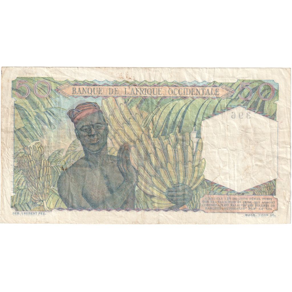 francúzska západná Afrika, 
  
  50 frankov, 
  
  1944