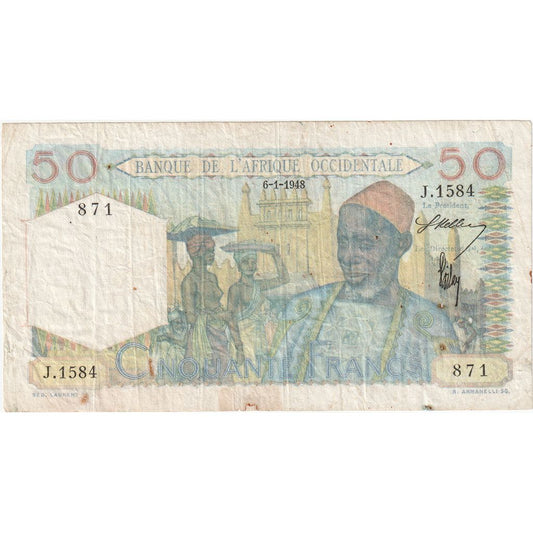 francúzska západná Afrika, 
  
  50 frankov, 
  
  1948