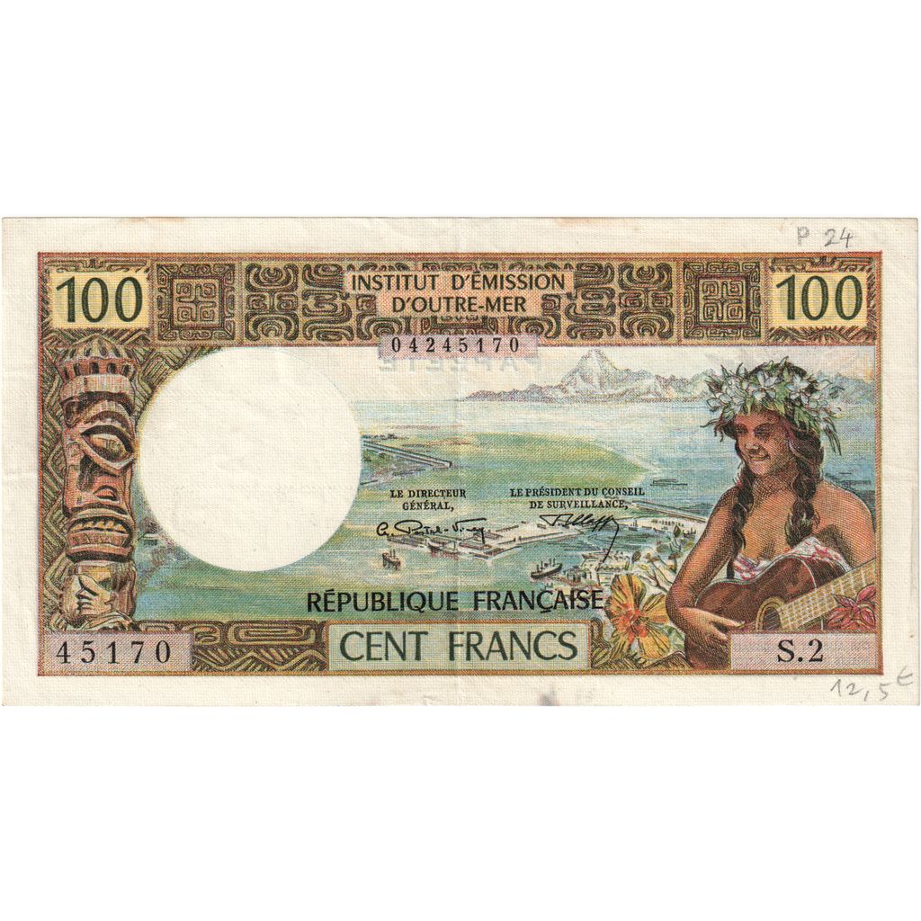 Tahiti, 
  
  100 frankov, 
  
  EF(40-45)