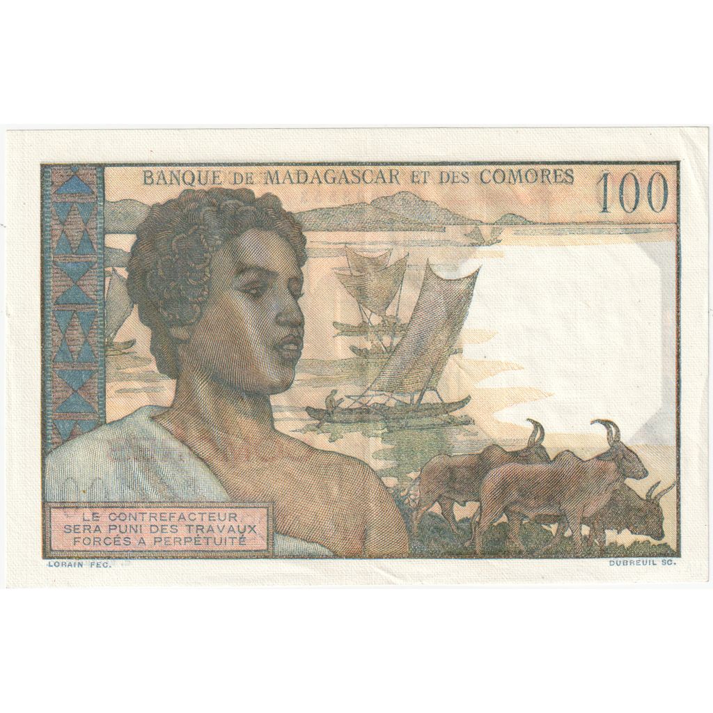 Komory, 
  
  100 frankov, 
  
  Nedatované (1963)