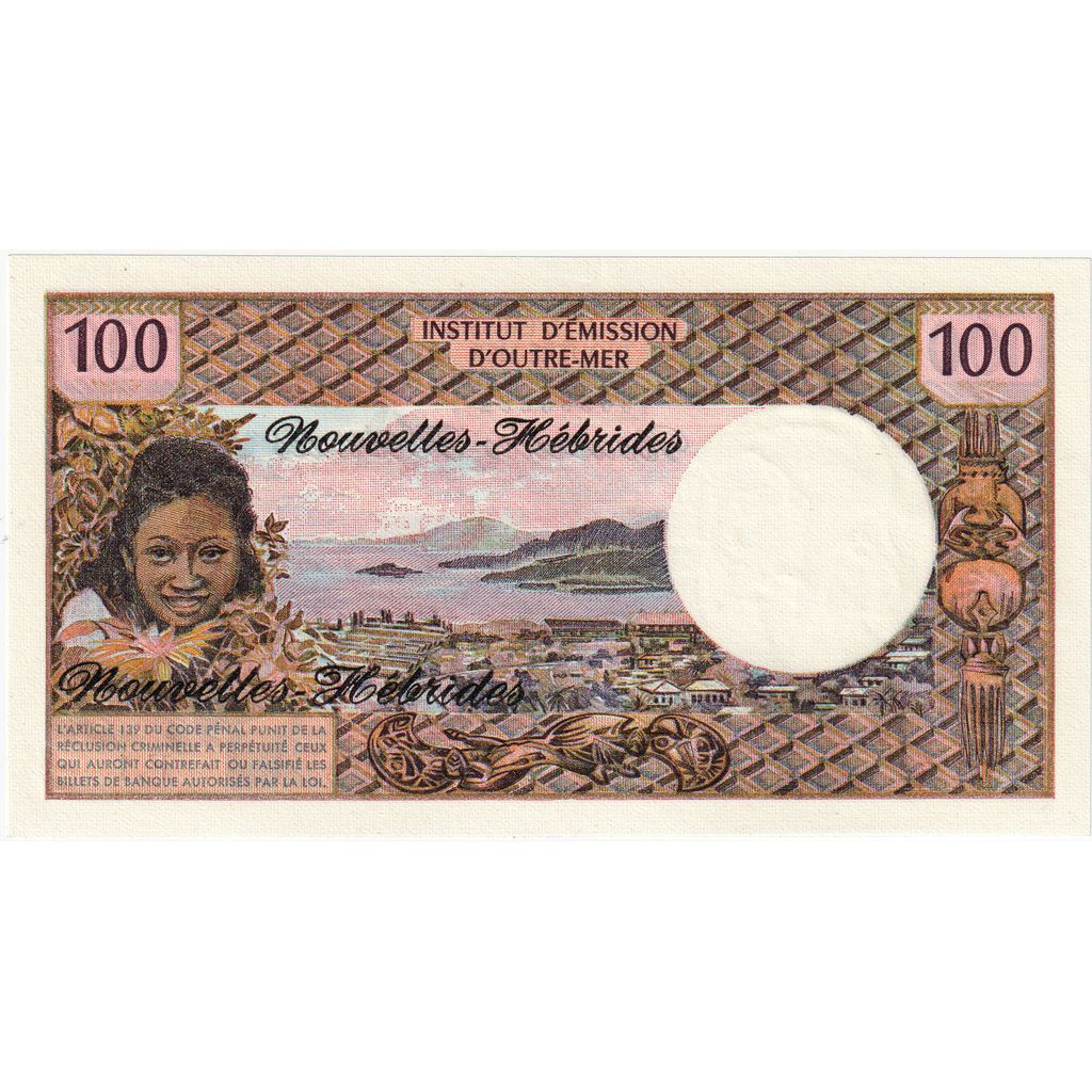 Nové Hebridy, 
  
  100 frankov, 
  
  1977