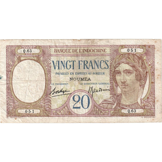 Nová Kaledónia, 
  
  20 frankov, 
  
  Nedatované (1929)