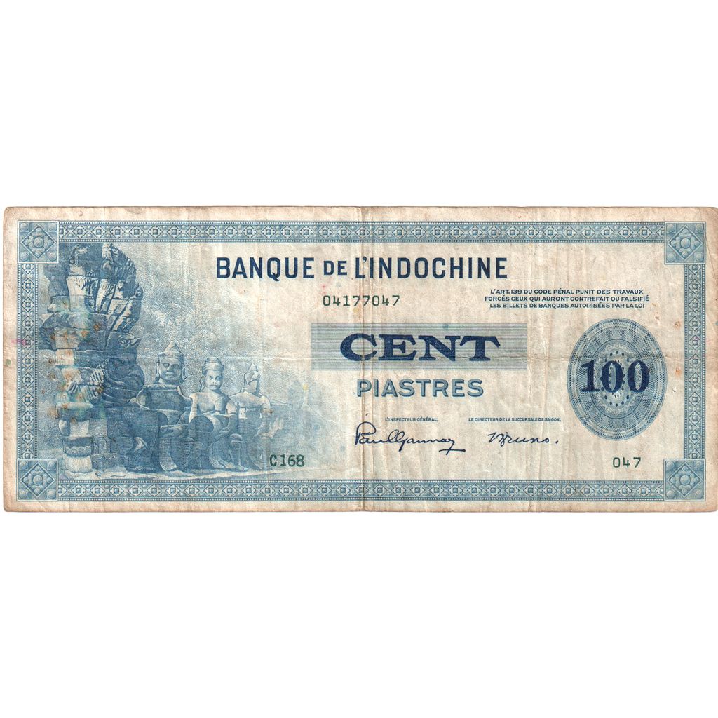 FRANCÚZSKA INDO-ČÍNA, 
  
  100 Piastrov, 
  
  nedatované (1945)