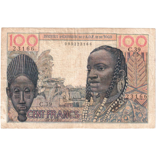 francúzska západná Afrika, 
  
  100 frankov, 
  
  1957