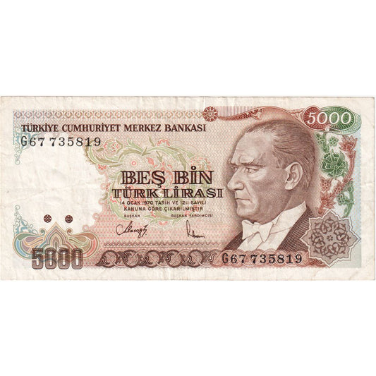 Turecko, 
  
  5 000 lír, 
  
  1990