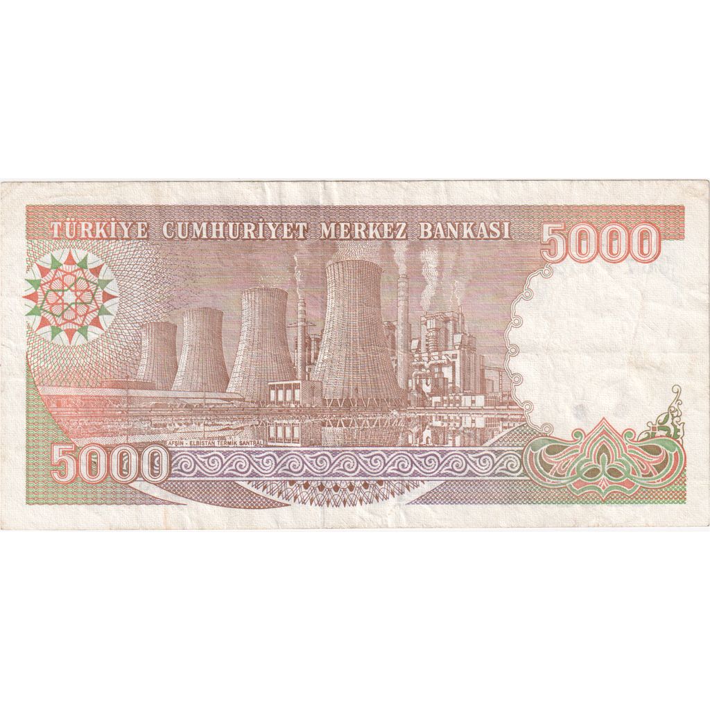 Turecko, 
  
  5 000 lír, 
  
  1990