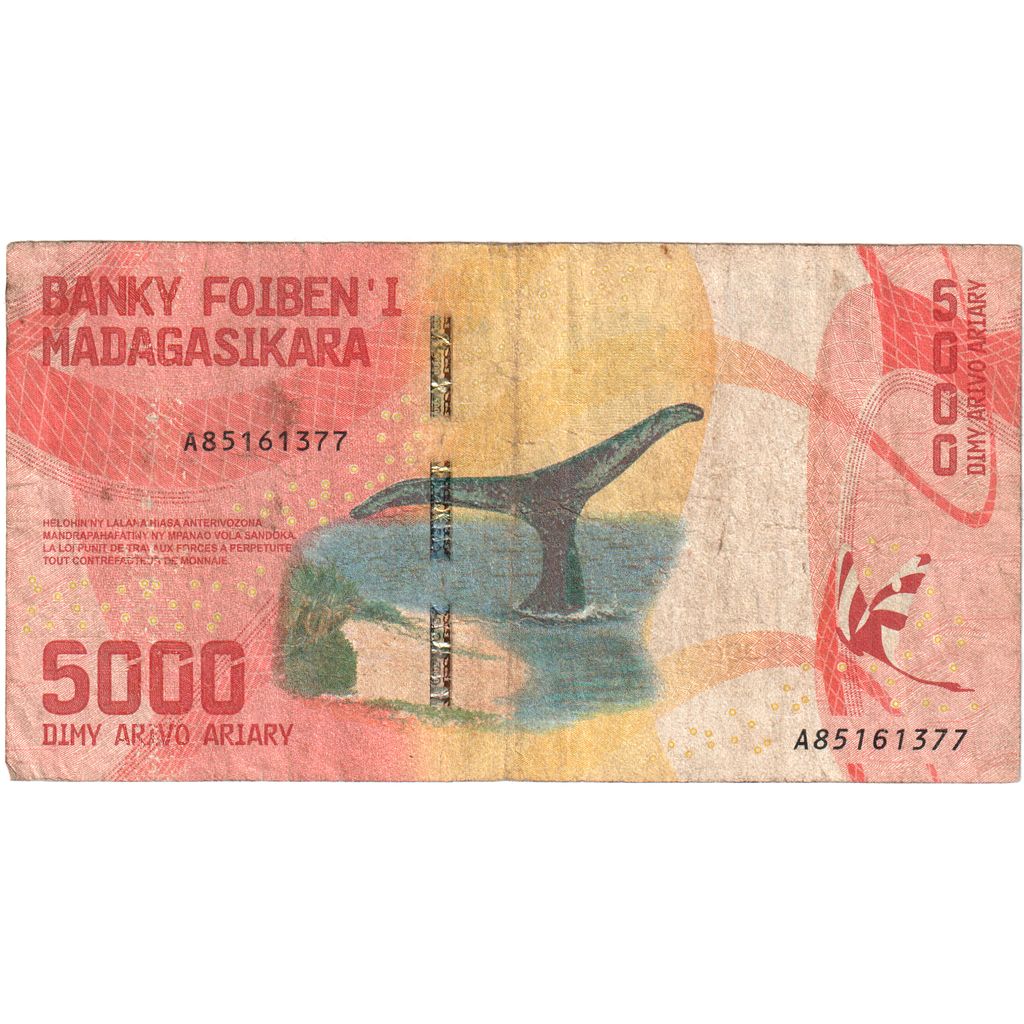 Madagaskar, 
  
  5000 ariary, 
  
  VF(20-25)