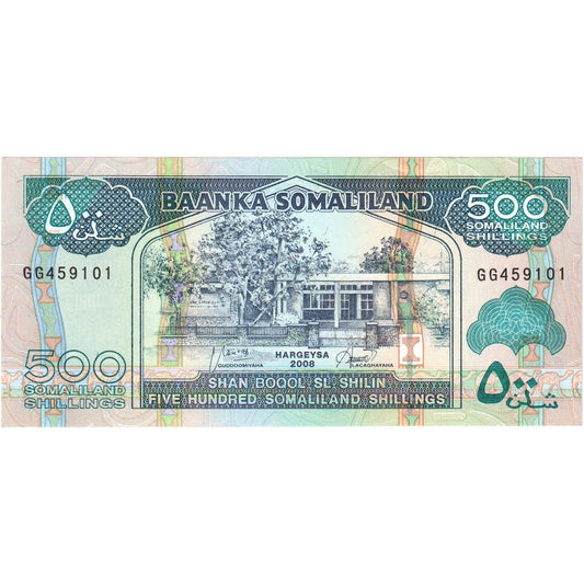 Somaliland, 
  
  500 šilingov = 500 šilinov, 
  
  UNC(65-70)