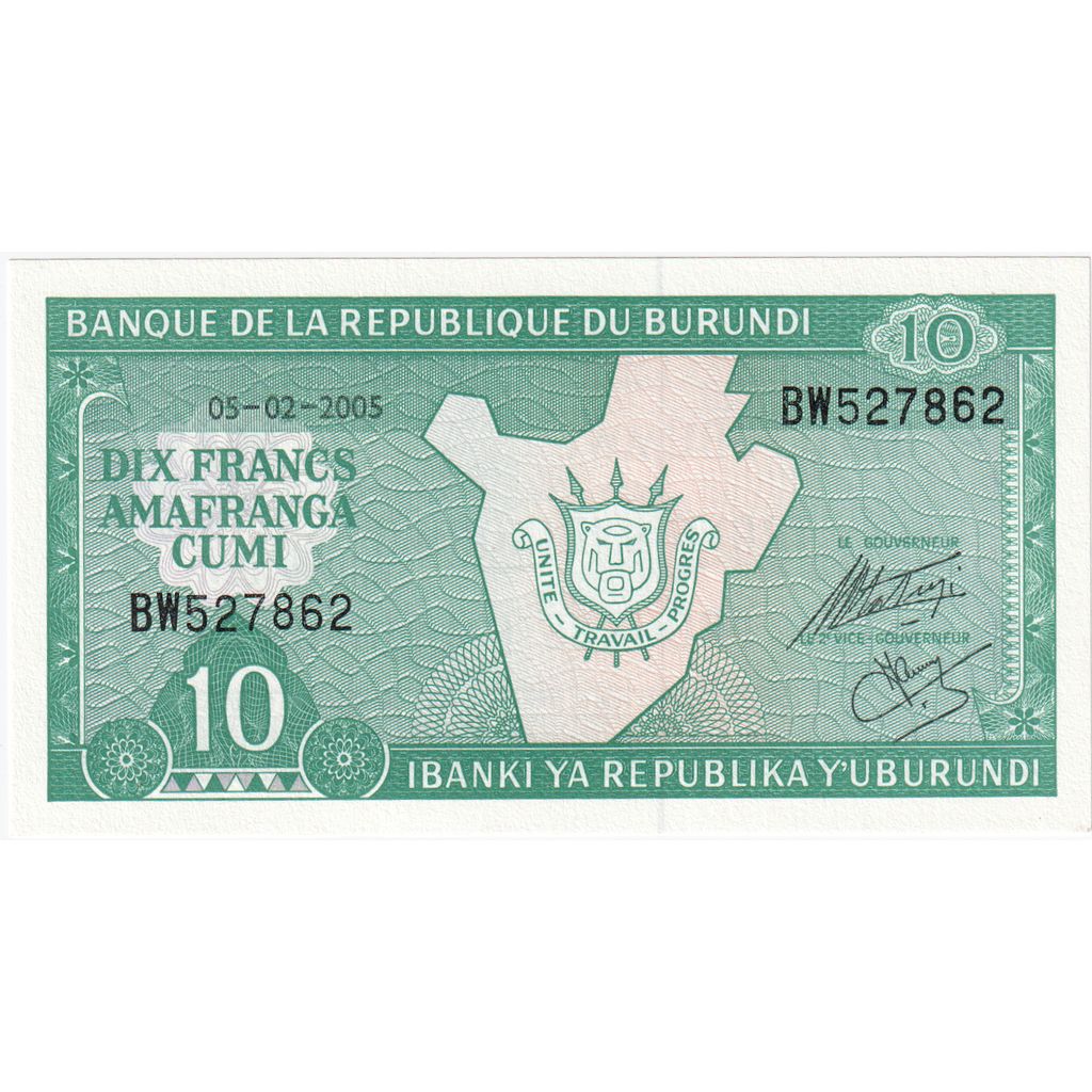 Burundi, 
  
  10 frankov, 
  
  2005-02-05