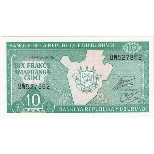 Burundi, 
  
  10 frankov, 
  
  2005-02-05