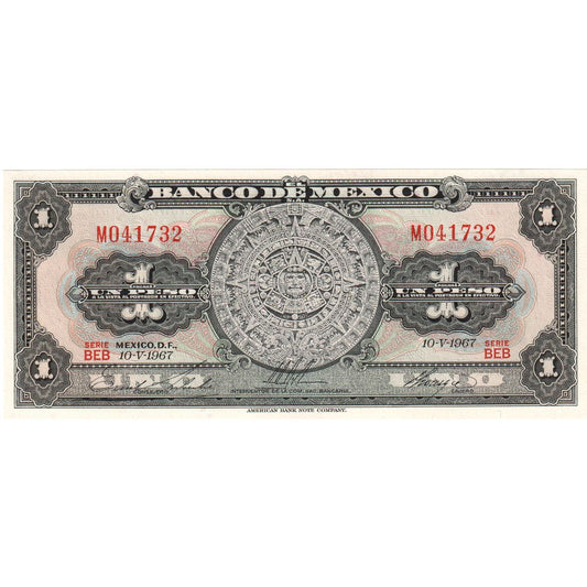 Mexiko, 
  
  1 peso, 
  
  1967-05-10