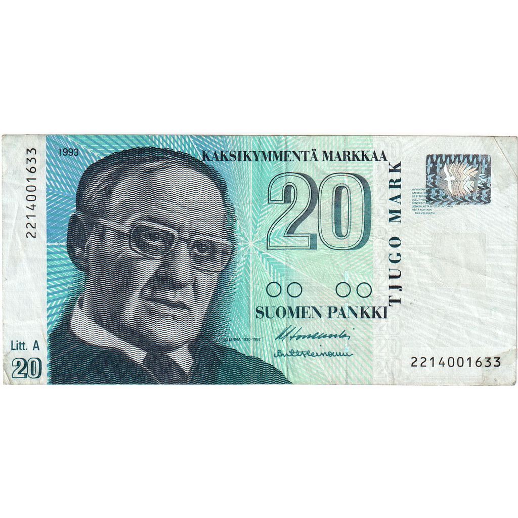 Fínsko, 
  
  20 Markkaa, 
  
  VF(30-35)