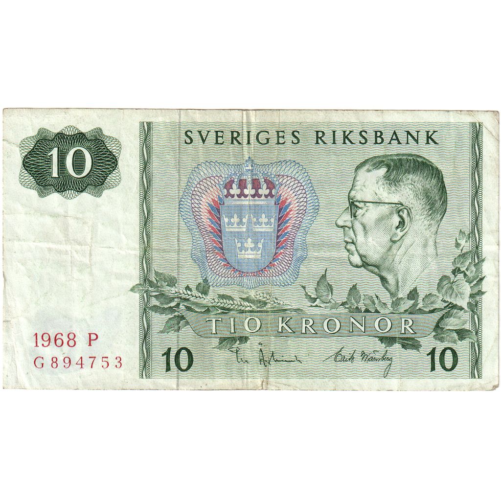 Švédsko, 
  
  10 korún, 
  
  VF(20-25)