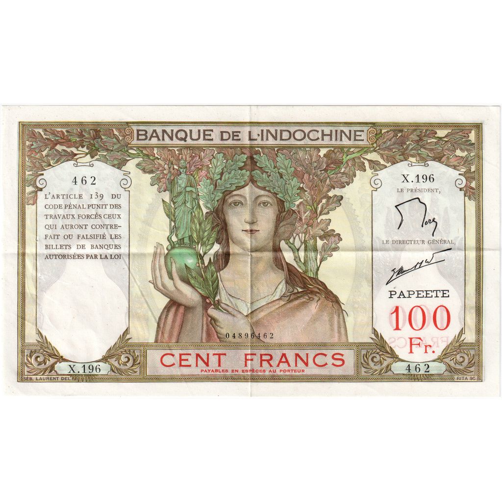 Tahiti, 
  
  100 frankov, 
  
  AU(55-58)