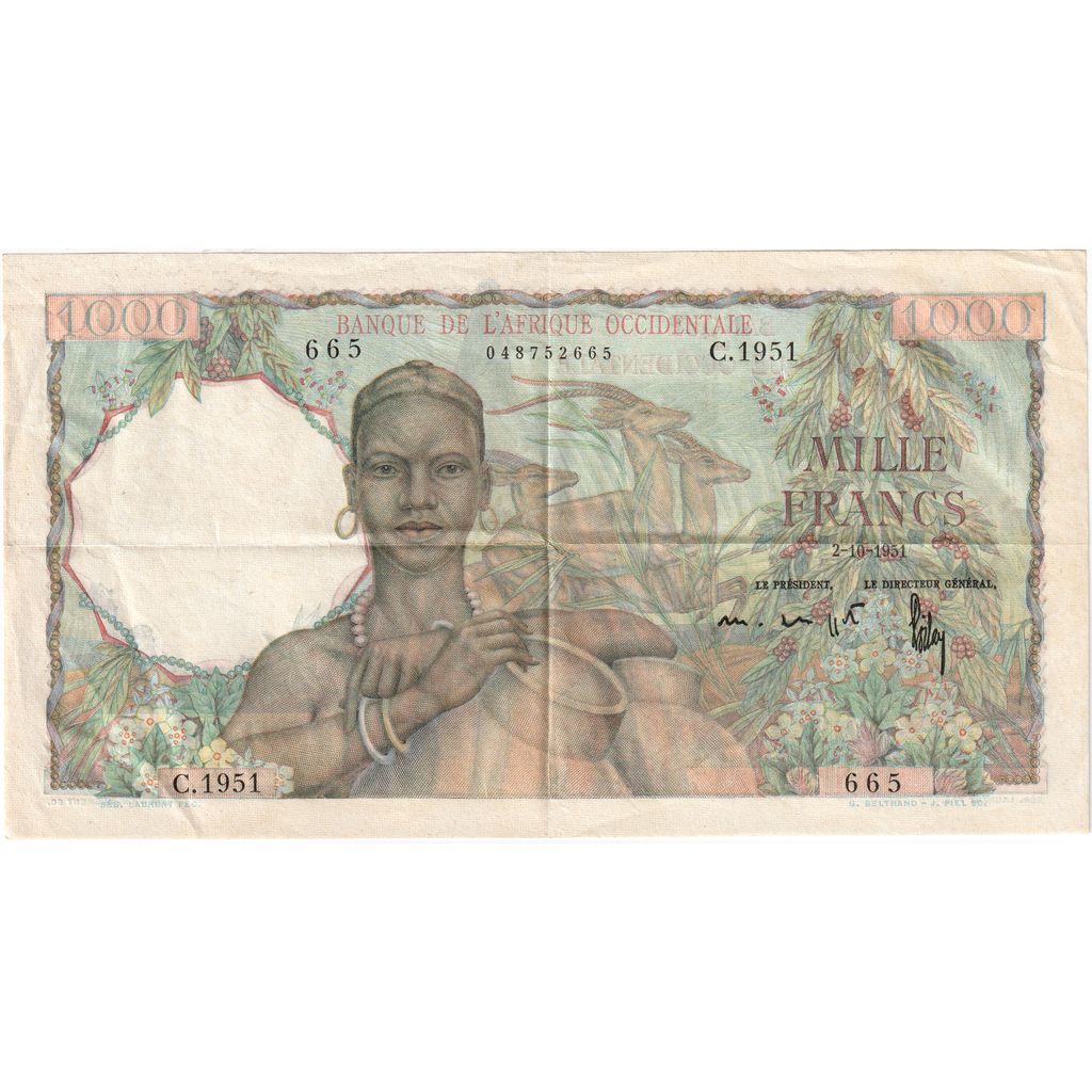 francúzska západná Afrika, 
  
  1000 frankov, 
  
  1951-10-02