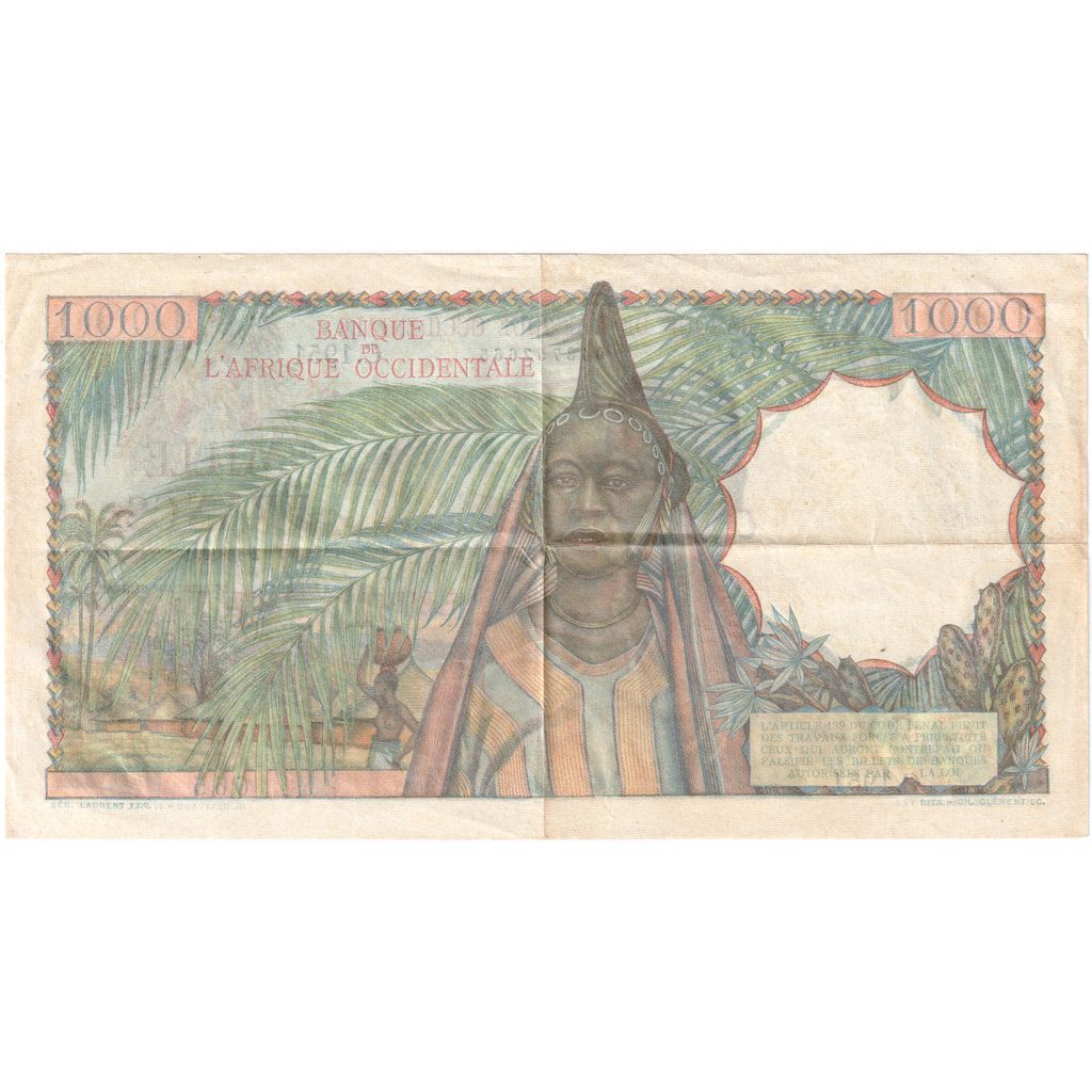 francúzska západná Afrika, 
  
  1000 frankov, 
  
  1951-10-02