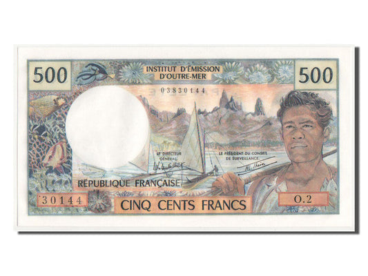 bankovka, 
  
  Tahiti, 
  
  500 frankov