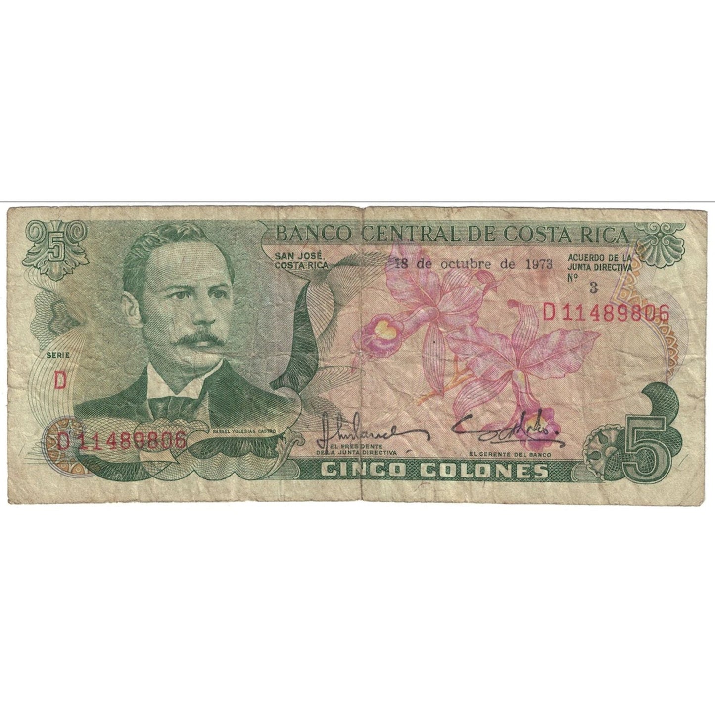 bankovka, 
  
  Kostarika, 
  
  5 Colones