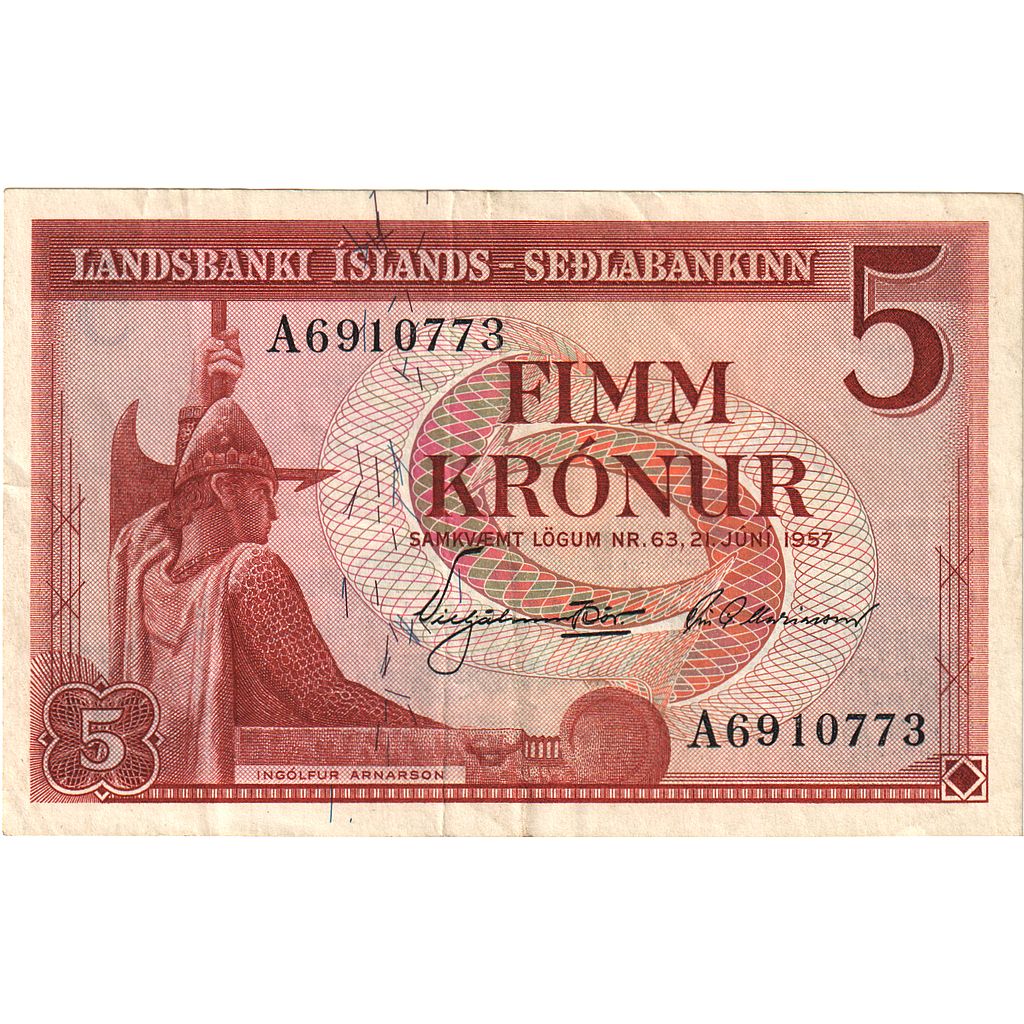 Island, 
  
  5 korún, 
  
  1957-06-21