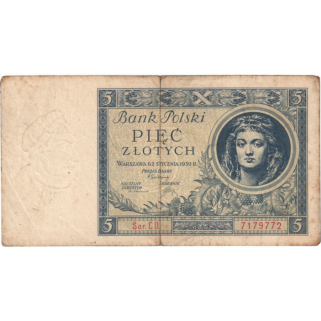 Poľsko, 
  
  5 zlotych, 
  
  1930