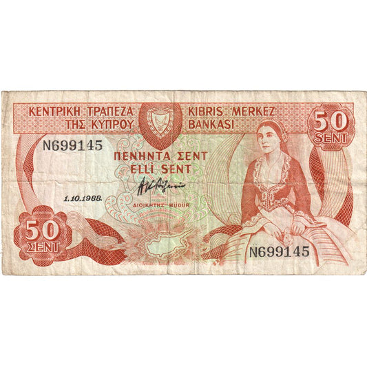 Cyprus, 
  
  50 centov, 
  
  1987-04-01