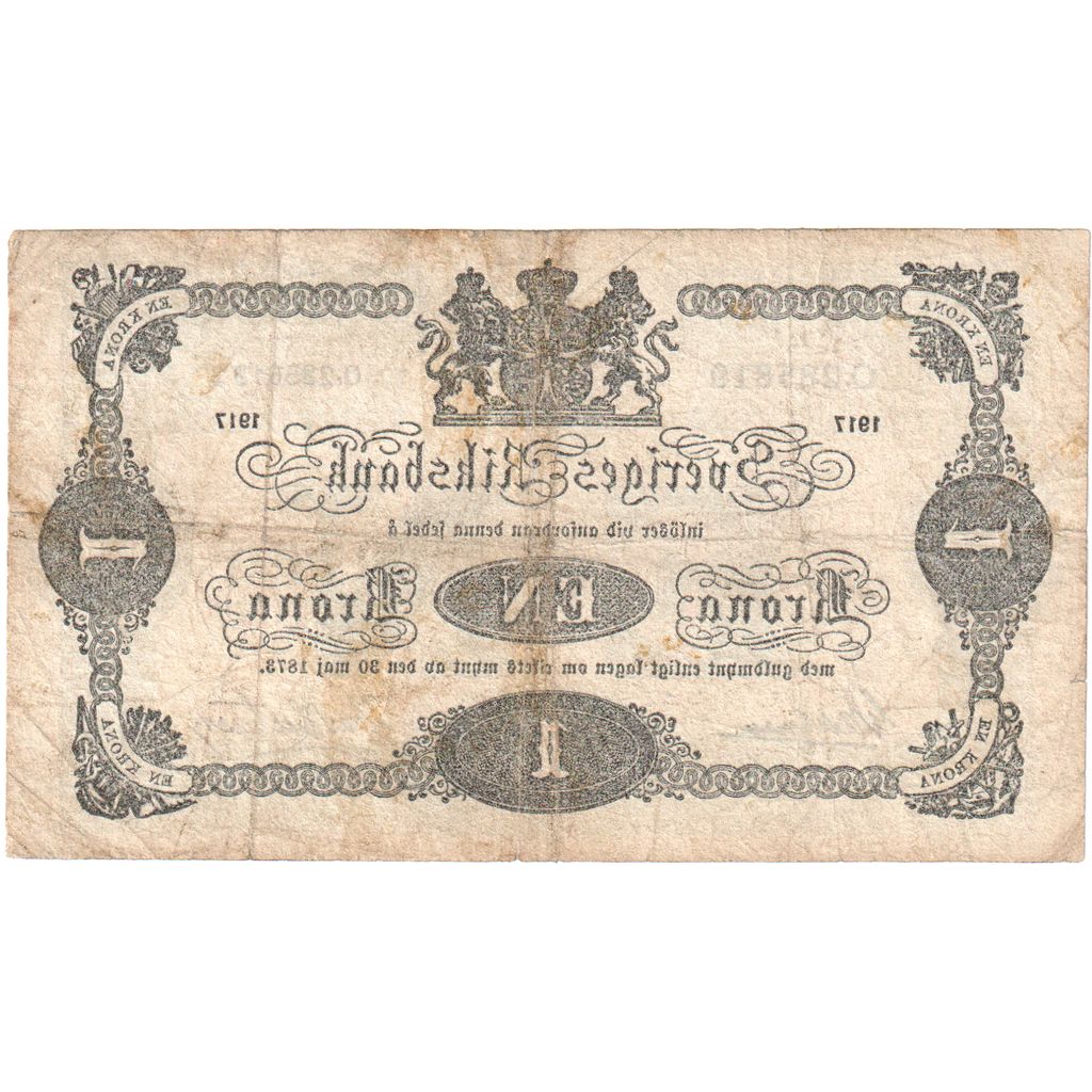 Švédsko, 
  
  1 koruna, 
  
  1917