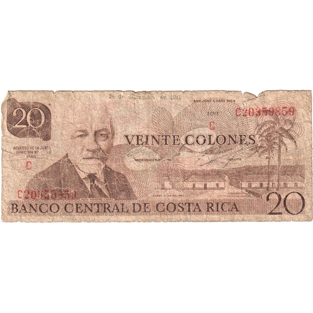 Kostarika, 
  
  20 Colones, 
  
  1981-12-24