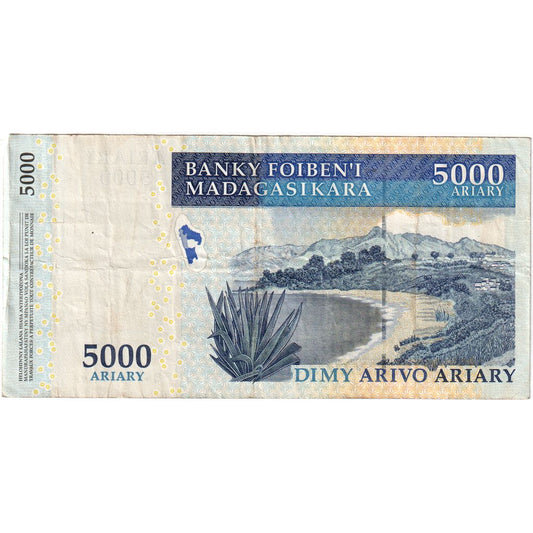 Madagaskar, 
  
  5000 ariary, 
  
  EF(40-45)