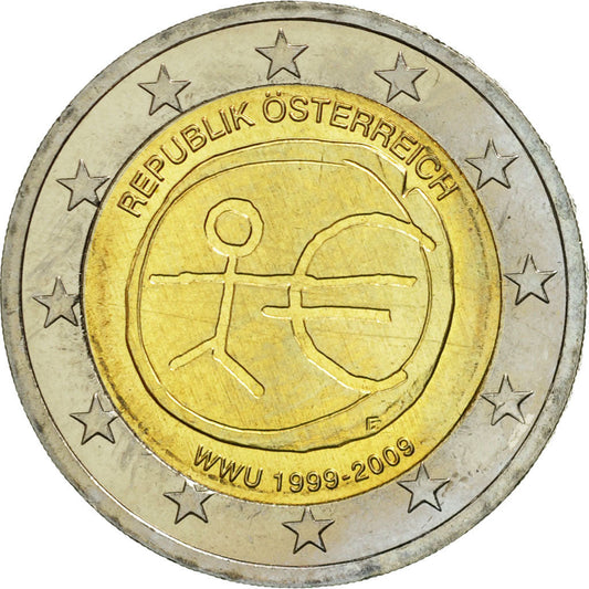 Rakúsko, 
  
  2 eurá, 
  
  10 jahre eur