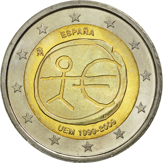 Španielsko, 
  
  2 eurá, 
  
  10 jahre eur