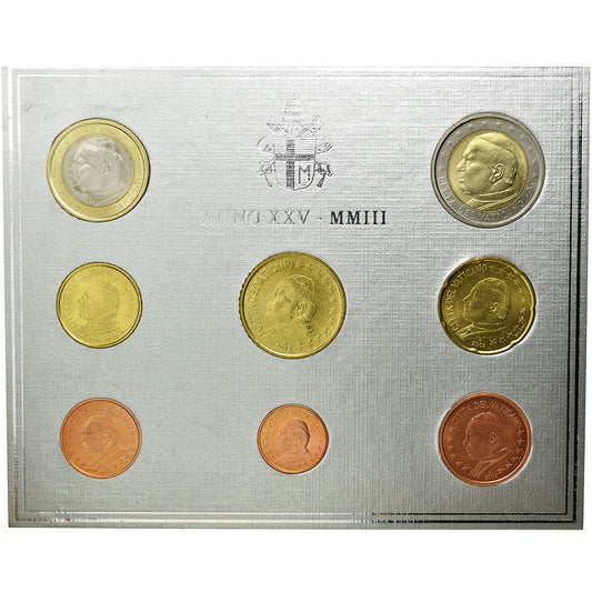 VATIKÁN, 
  
  1 cent až 2 eurá, 
  
  2003