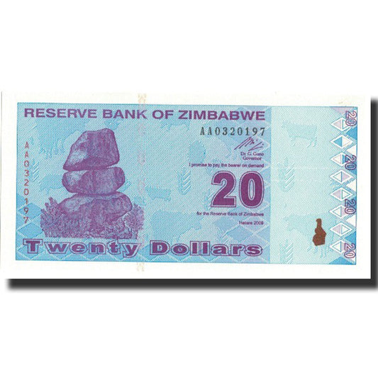 bankovka, 
  
  Zimbabwe, 
  
  20 dolárov