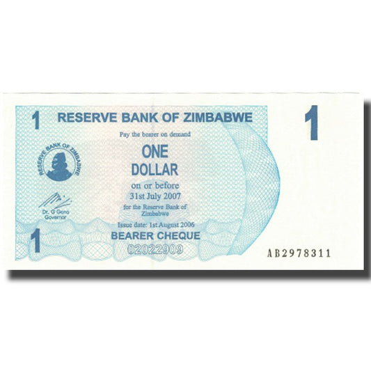 bankovka, 
  
  Zimbabwe, 
  
  1 dolár