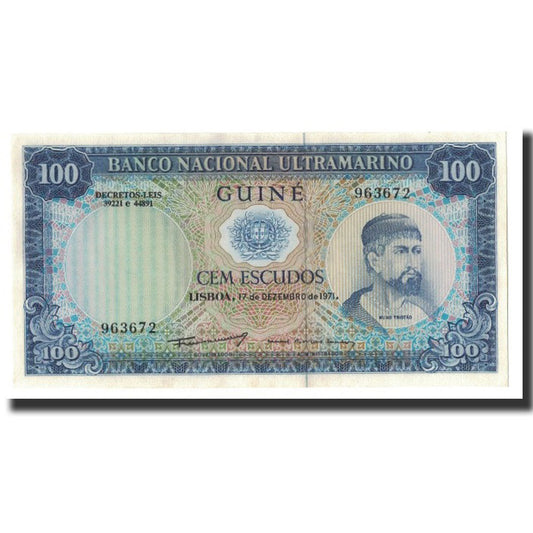 bankovka, 
  
  portugalská Guinea, 
  
  100 Escudos