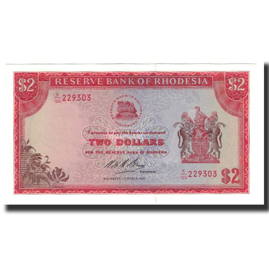 bankovka, 
  
  Rhodesia, 
  
  2 doláre