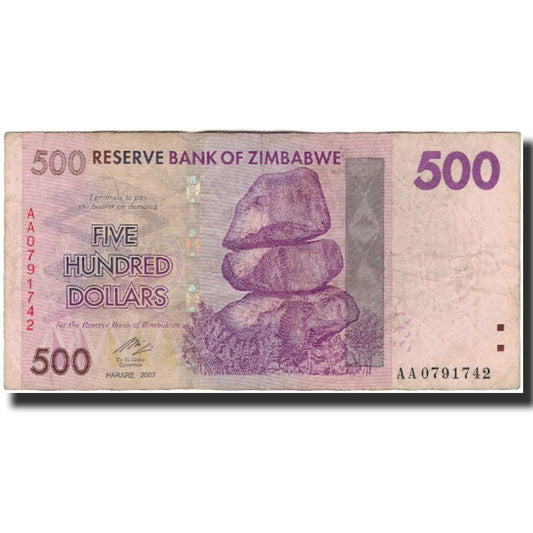 bankovka, 
  
  Zimbabwe, 
  
  500 dolárov