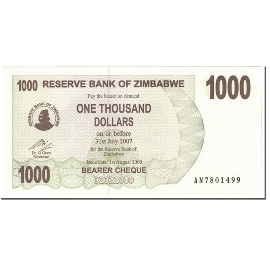 bankovka, 
  
  Zimbabwe, 
  
  1000 dolárov