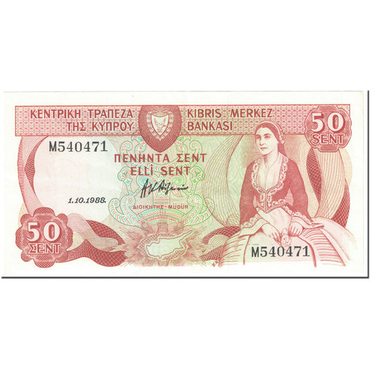 bankovka, 
  
  Cyprus, 
  
  50 centov