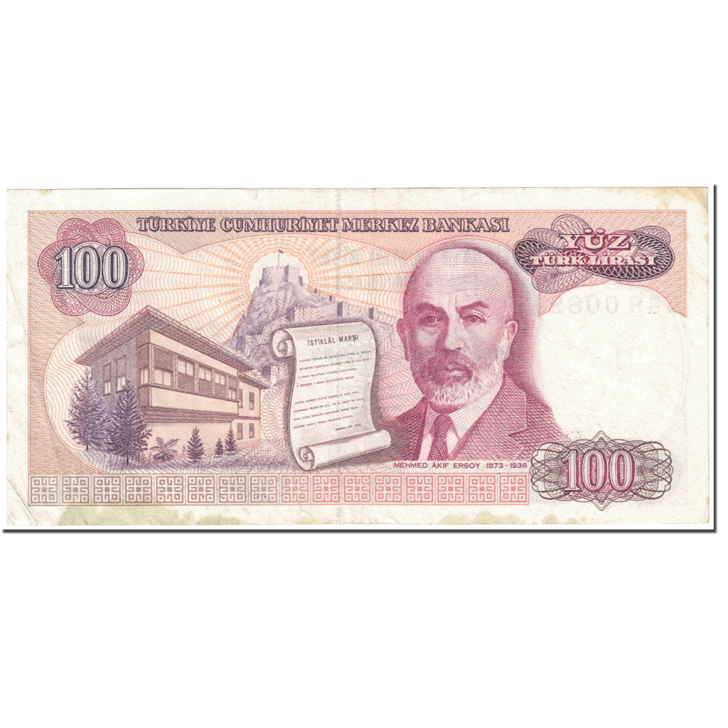 bankovka, 
  
  Turecko, 
  
  100 lír