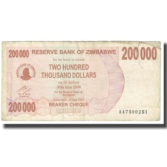 bankovka, 
  
  Zimbabwe, 
  
  200