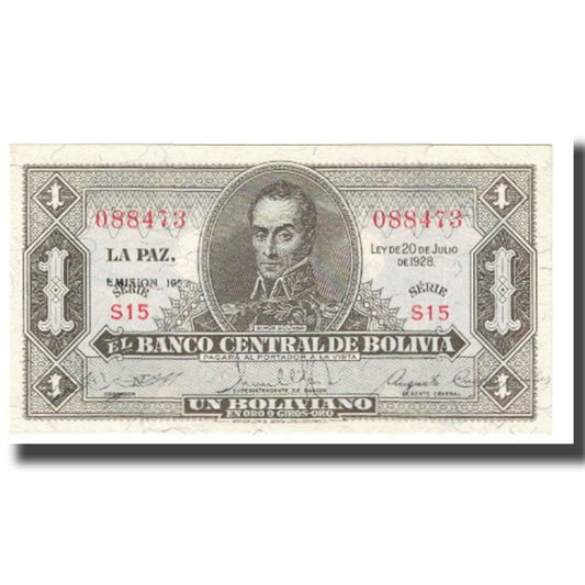 bankovka, 
  
  Bolívia, 
  
  1 Boliviano