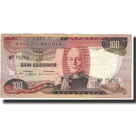 bankovka, 
  
  Angola, 
  
  100 Escudos