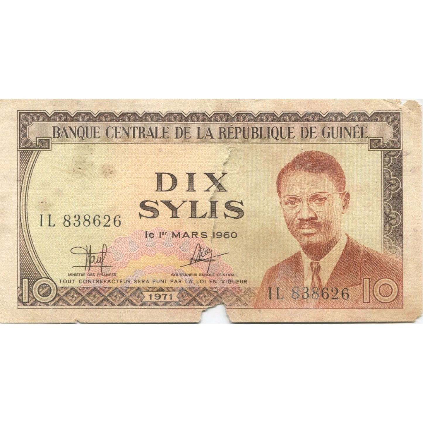 bankovka, 
  
  Guinea, 
  
  10 Sylis