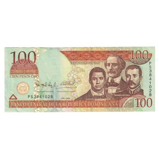 bankovka, 
  
  Dominikánska republika, 
  
  100 pesos oro