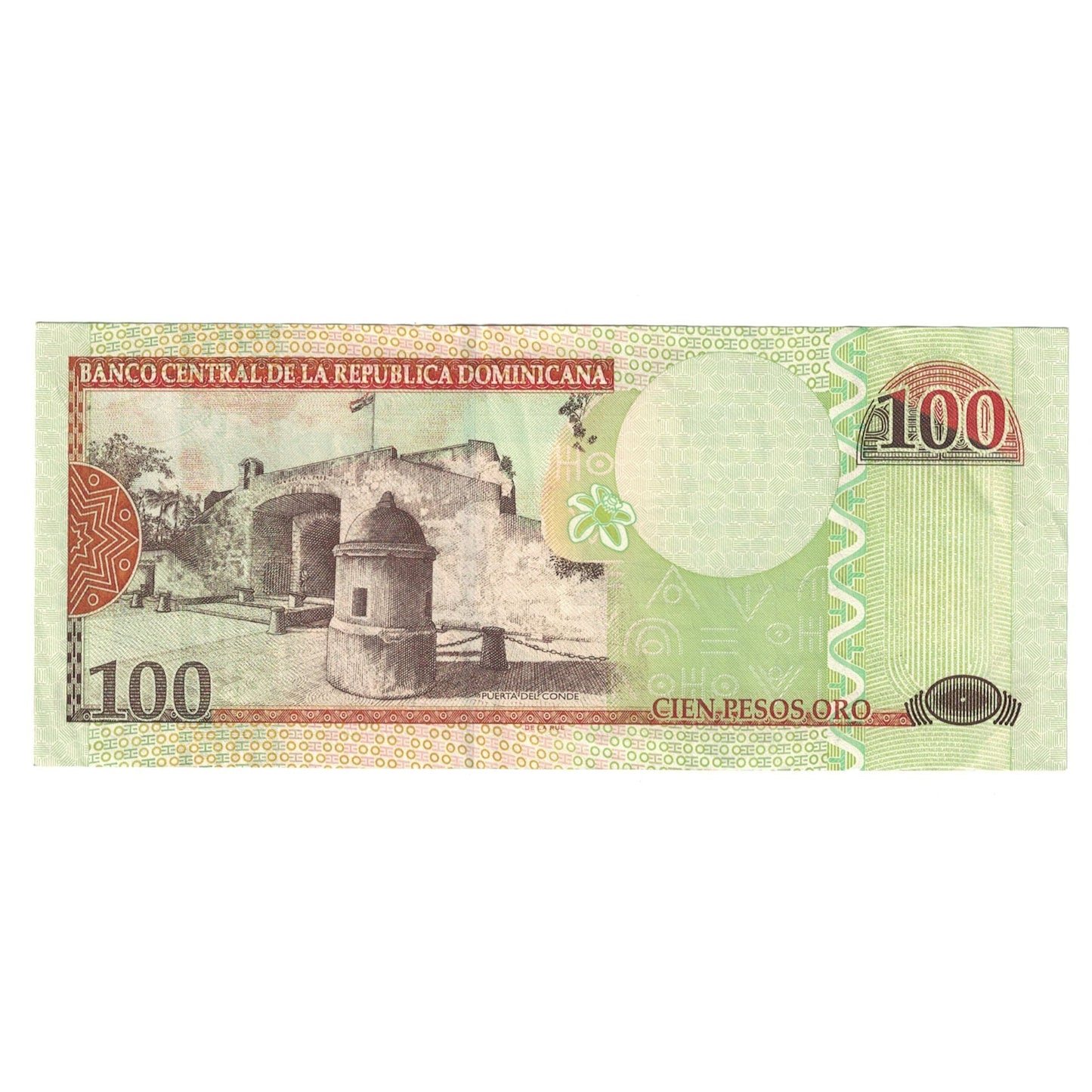 bankovka, 
  
  Dominikánska republika, 
  
  100 pesos oro