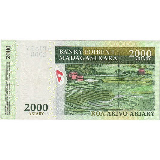 bankovka, 
  
  Madagaskar, 
  
  2000 Ariary